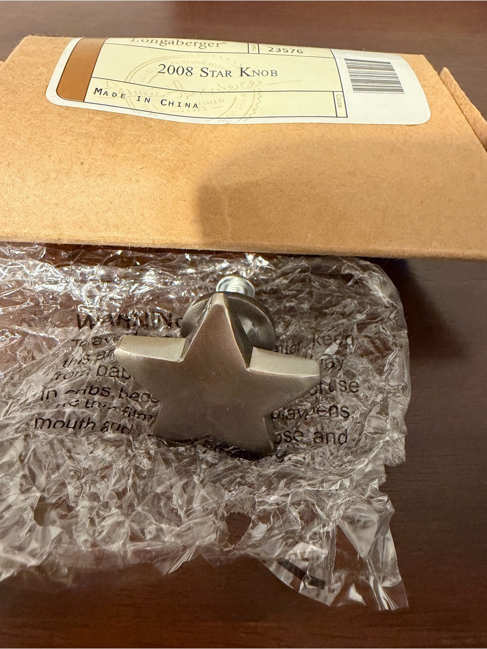 Longaberger Pewter Star Knob For Your Basket-NIB!!!
